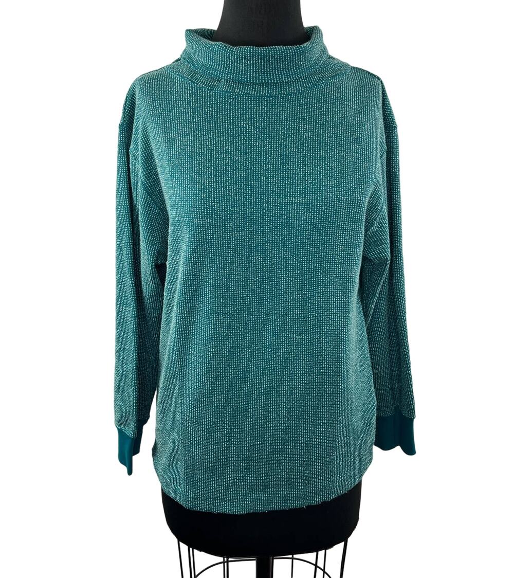NEW Nike Yoga Luxe Cover-Up Sweatshirt Therma-Fit Teal Green Cowl Neck DD5824 XS